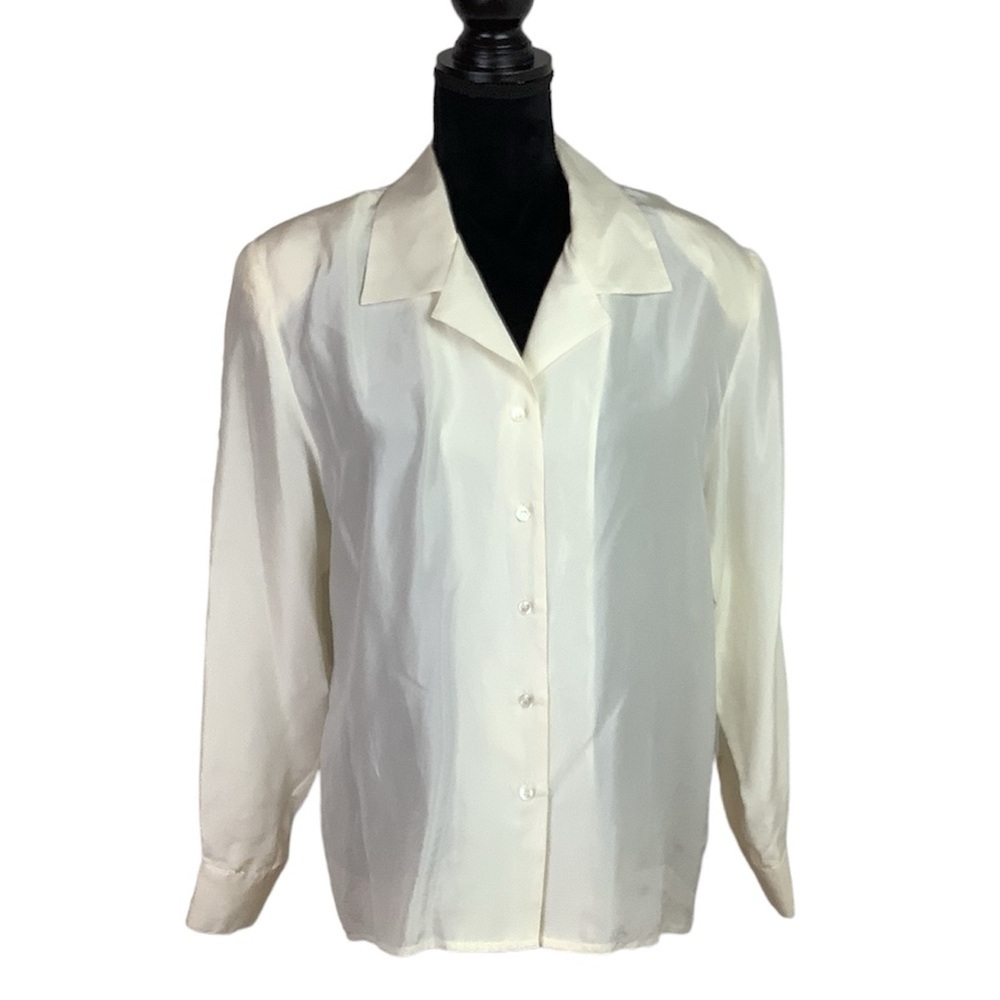 PORTS SILK VINTAGE CREAM BLOUSE NWT 12